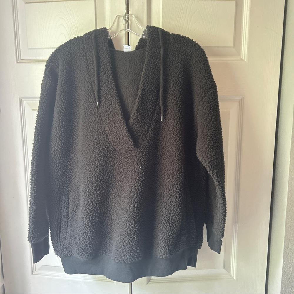 Old Navy Maternity Brown Sheepskin Shearling Fleece Sweatshirt Womens Med Hoodie